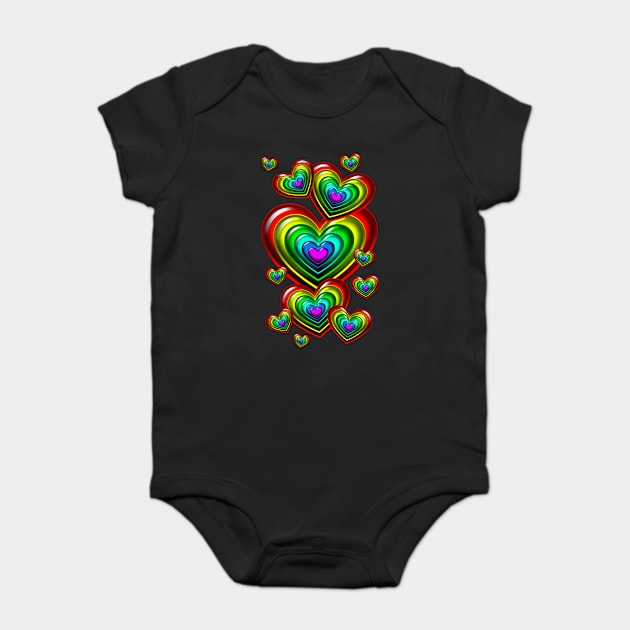 Rainbow Hearts Baby Bodysuit by Artizan